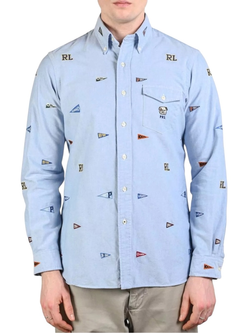 Polo Ralph Lauren Classic Fit Varsity Embroidered blue Oxford Shirt | M